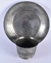 An Early MIddle Eastern Charger and Bowl. Charger 33.5cm diameter (2)