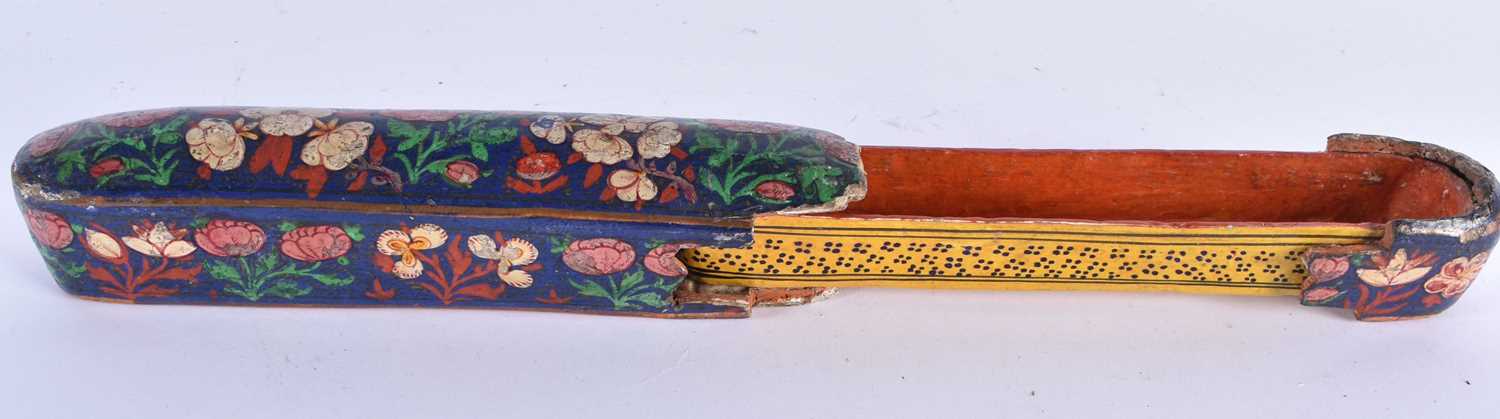 TWO 19TH CENTURY PERSIAN LACQUERED PEN BOXES Qualamdan, one painted with figures within an interior, - Image 2 of 7