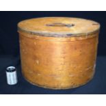 A large Luterma plywood round Hat box stamped to the inside " Grand Prix of Paris 1908 " 38n x 59.5