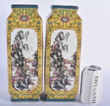 A PAIR OF CHINESE FAMILLE ROSE PORCELAIN KONG FORM VASES 20th Century. 31 cm high.
