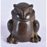 A JAPANESE BRONZE FROG OKIMONO. 356 grams. 5.5 cm x 5 cm.