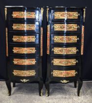 A pair of Boulle style 5 draw ormolu mounted chests 106 x 50 x 39 cm (2)