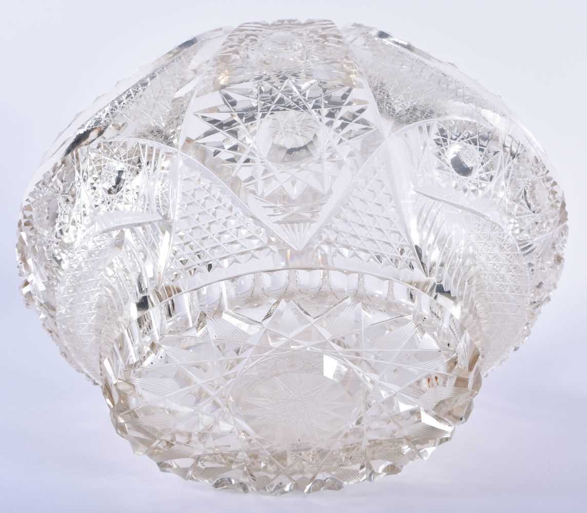 A FINE ANTIQUE CUT GLASS BASKET together with an antique English neo classical glass vase. Largest - Image 3 of 6