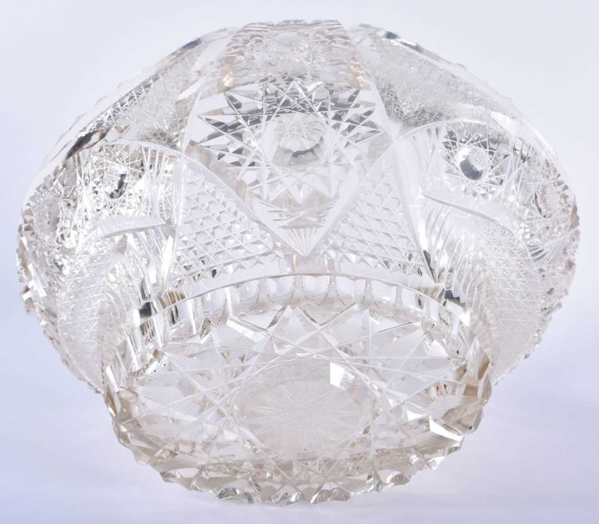 A FINE ANTIQUE CUT GLASS BASKET together with an antique English neo classical glass vase. Largest - Image 3 of 6