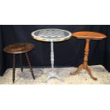 A small antique tilt top table together with 2 other tables 71 x 58 cm (3)