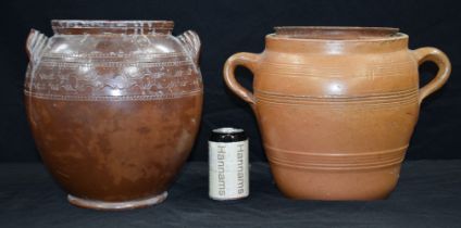 Two large Earthenware Jardinieres largest 30cm (2).