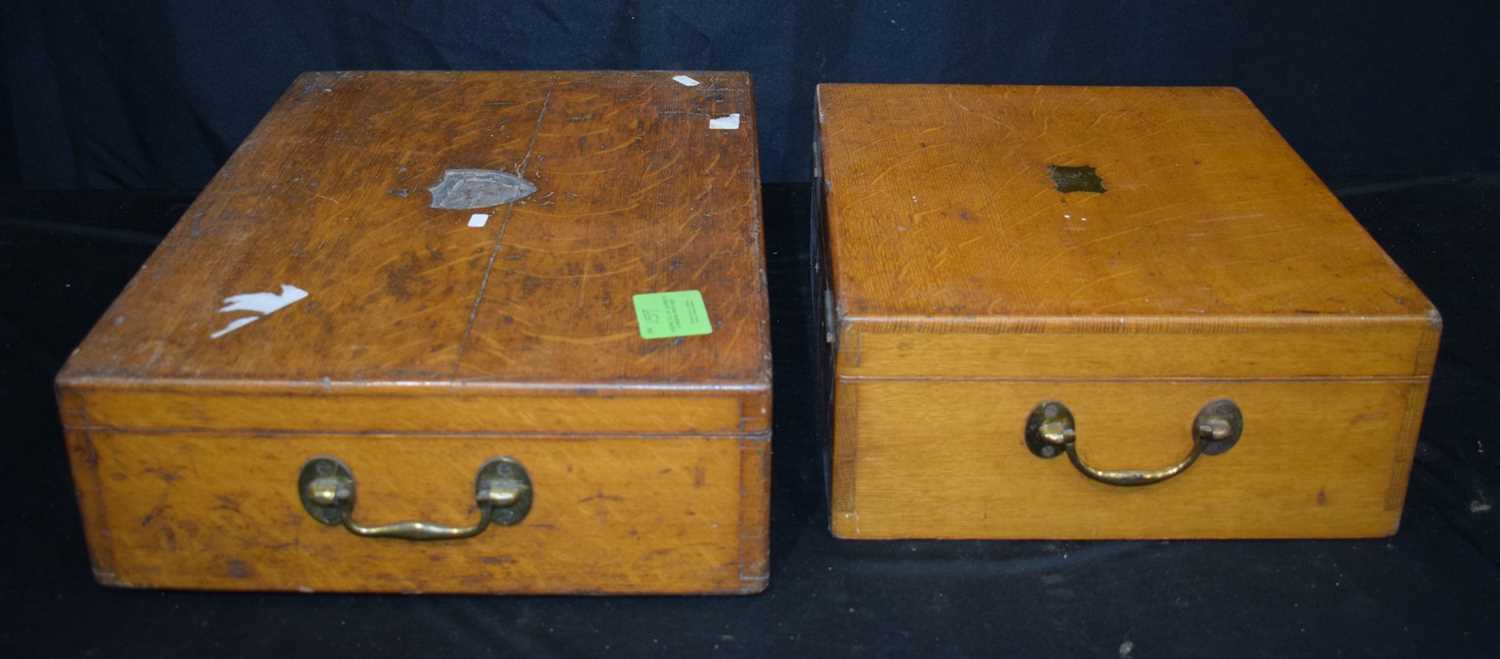 A collection of antique wooden cutlery boxes largest 14 x 50 x 37 cm. - Image 4 of 14