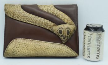 A Vintage ladies snakeskin effect leather clutch bag 26 x 19 cm.