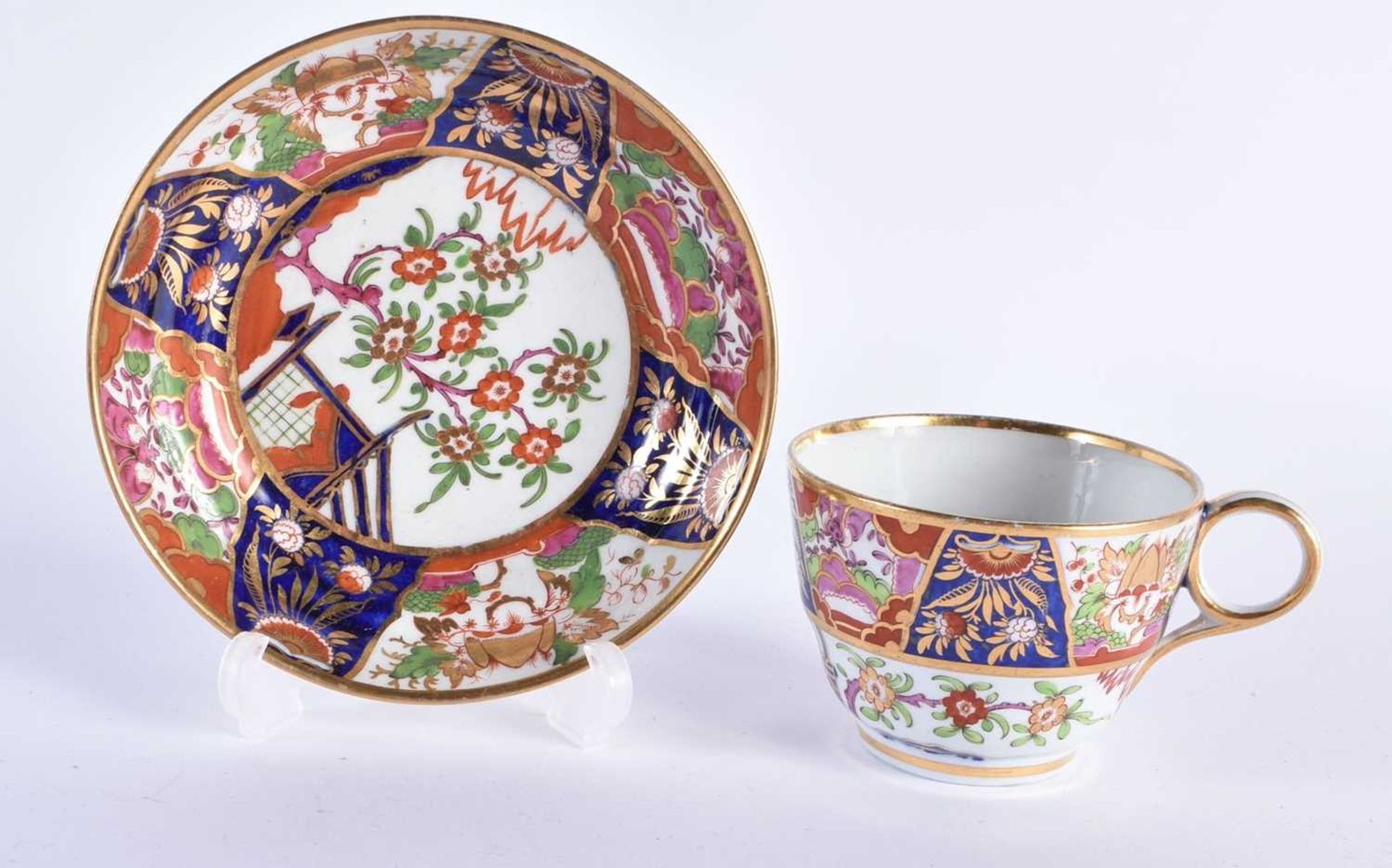A COLLECTION OF 19TH CENTURY ENGLISH PORCELAIN CUPS AND SAUCERS in various forms and sizes. - Image 8 of 13