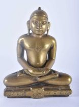 A FINE 17TH/18TH CENTURY INDIAN BRONZE FIGURE OF A SEATED BUDDHA modelled with beautifully carved