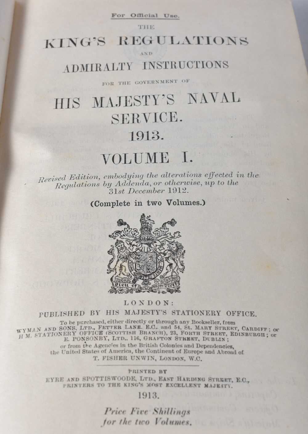 A collection of Naval books , The Kings regulations and Admiralty instructions 1913 & 1914 - Image 3 of 16