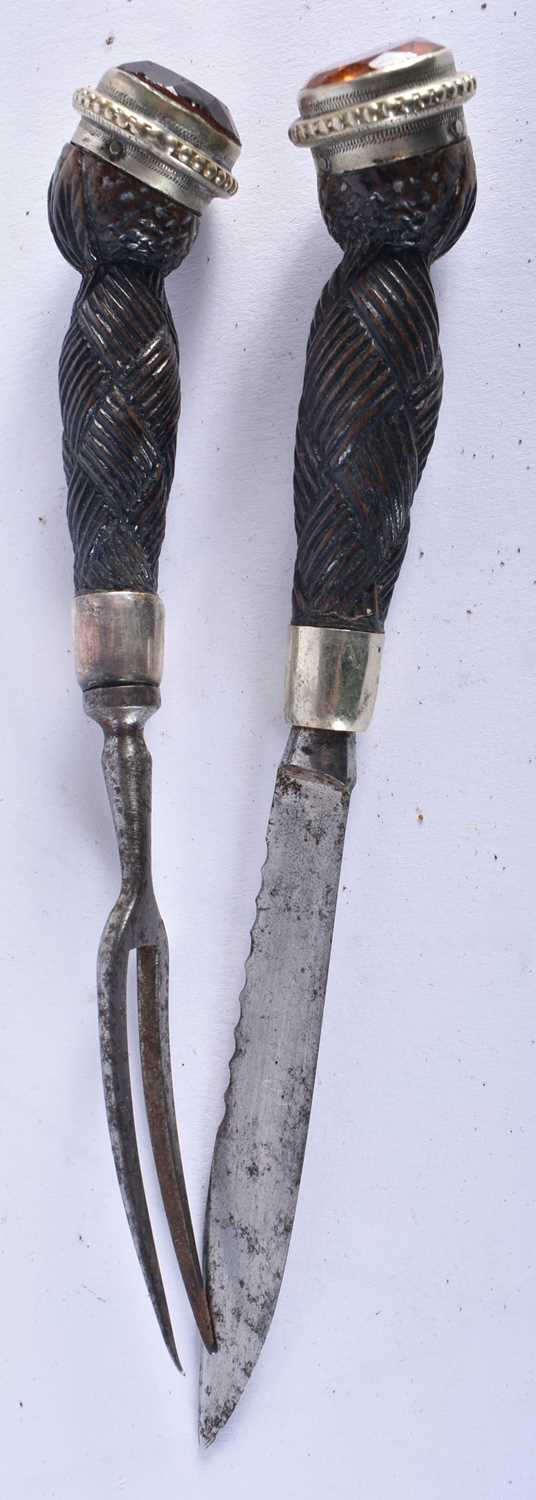 AN ANTIQUE SCOTTISH DIRK DAGGER inset with cairngorms. 44 cm long. - Image 7 of 13