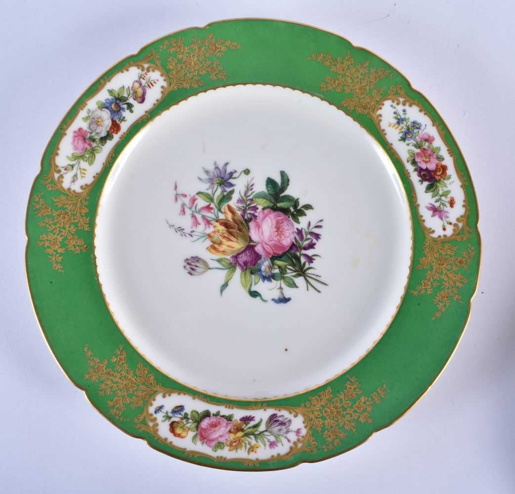 Early 19th century French porcelain plate painted by Jean-Pierre Feuillet with a central bouquet and - Image 2 of 2