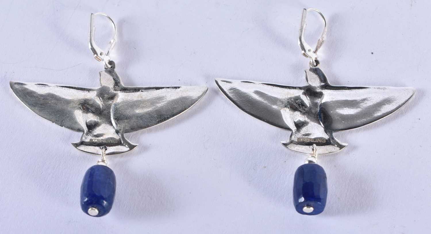 A PAIR OF EGYPTIAN STYLE SILVER EARRINGS. 18.3 grams. 6 cm x 5 cm. - Image 2 of 2