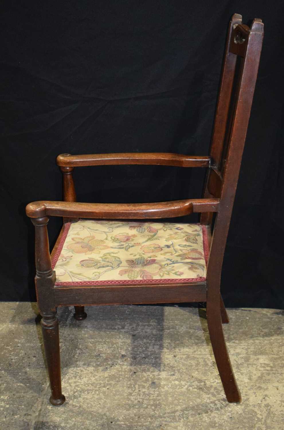 A large 19th Century Oak armchair with covered wooden seat 115 x 58 x 54 cm - Image 3 of 10