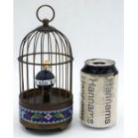 A small Cloisonne enamel Birdcage clock 19 cm.