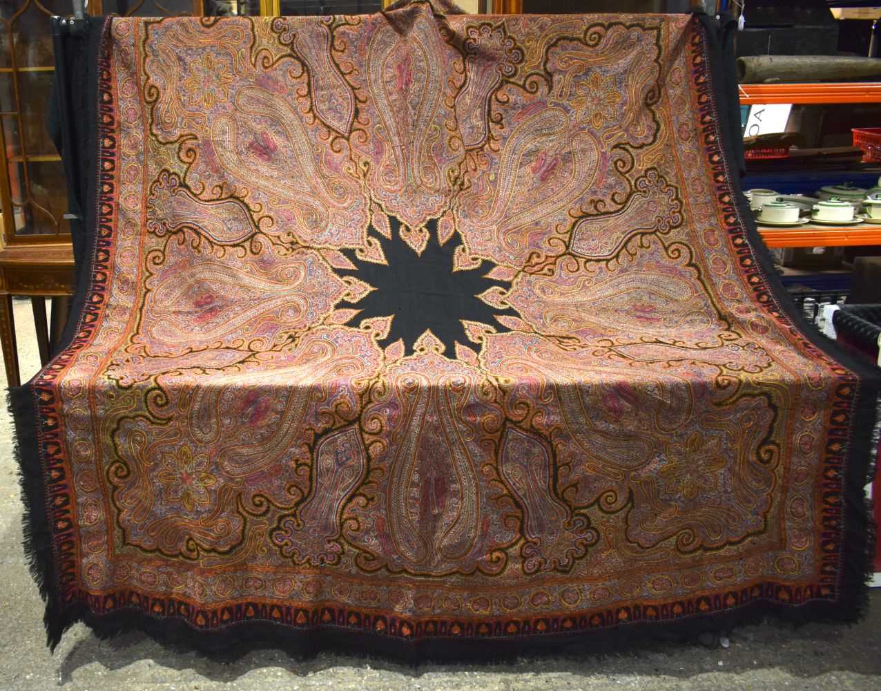 A 19th Century embroidered Kashmir square shawl 230 x 180 cm - Image 2 of 10