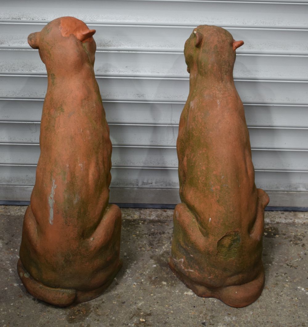 A large pair of Italian Terracotta Panther garden statues 84 x 38 cm (2). - Image 6 of 6