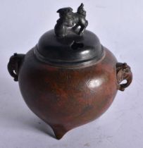 A 19TH CENTURY JAPANESE MEIJI PERIOD SILVER INLAID BRONZE CENSER decorated with foliage. 12 cm x 8