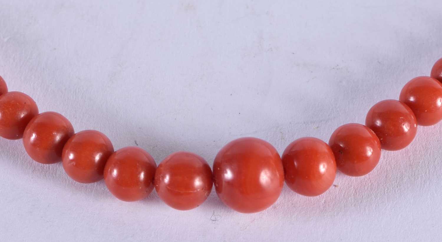 A Blood Coral Bead Necklace. 53cm long, Largest Bead 10mm, weight 28g - Image 3 of 10