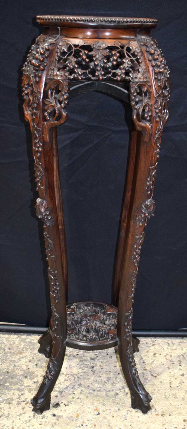 A Fine and Large 19th Century Chinese carved hardwood marble top stand 124 x 41 cm - Image 3 of 28