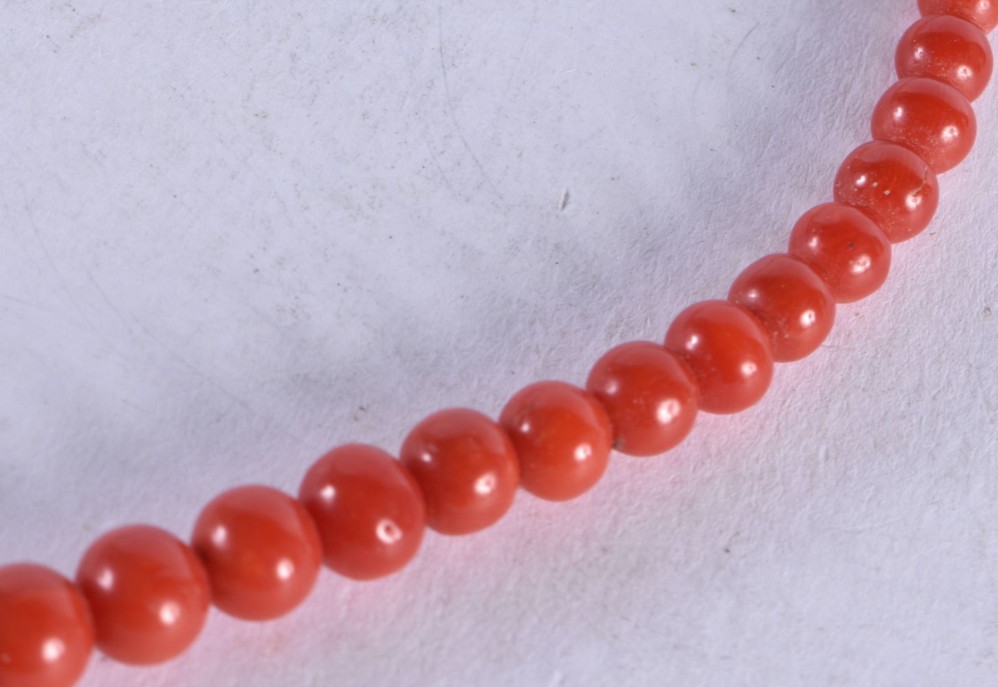 A Blood Coral Bead Necklace. 53cm long, Largest Bead 10mm, weight 28g - Image 8 of 10