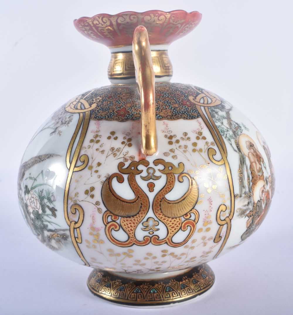 A 19TH CENTURY JAPANESE MEIJI PERIOD TWIN HANDLED KUTANI PORCELAIN VASE painted with scholars and - Image 2 of 5
