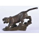 A JAPANESE BRONZE TIGER OKIMONO. 12 cm long.