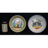 Two antique French Faience pottery dishes 21 cm (2)