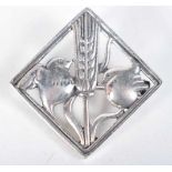 A DANISH SILVER BROOCH. 6.3 grams. 2.5 cm square.