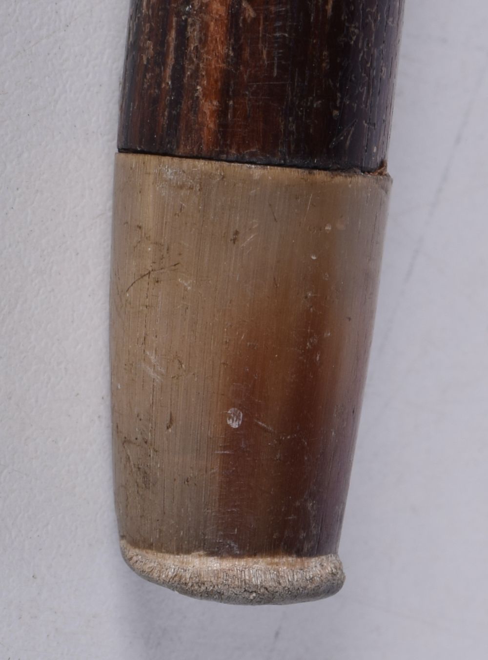 A wooden walking cane with a 9 Ct gold collar stamed 1928 together with another leather encased - Image 11 of 14