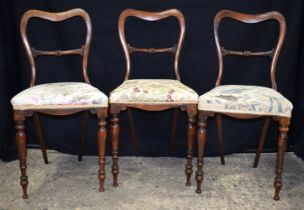 Three antique upholstered chairs 84 cm.(3)