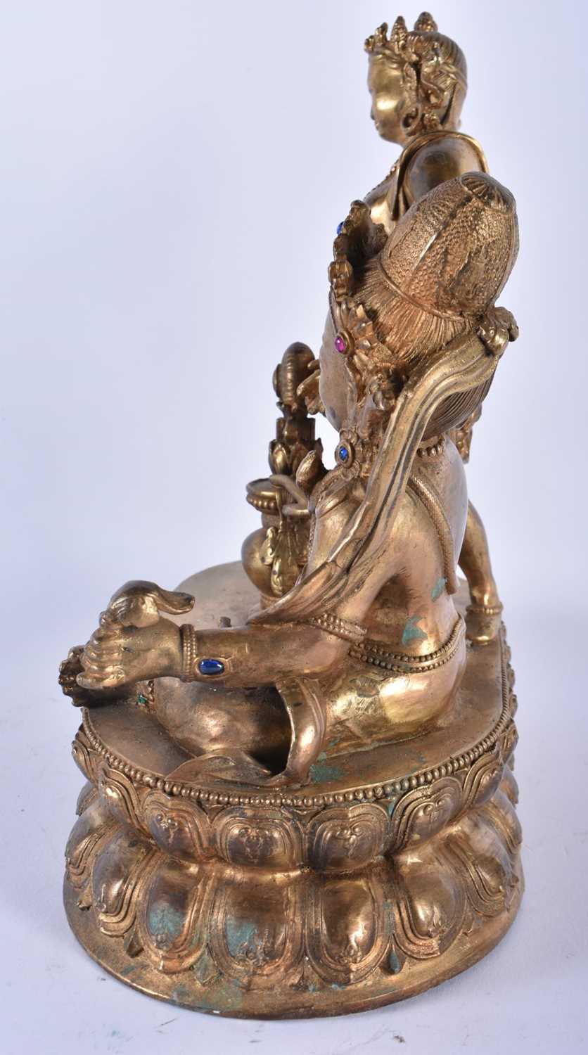 A LARGE CHINESE TIBETAN JEWELLED BRONZE BUDDHA 20th Century. 30cm x 27 cm. - Image 4 of 6