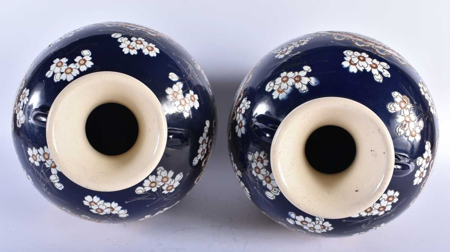 A LARGE PAIR OF LATE 19TH CENTURY JAPANESE MEIJI PERIOD SATSUMA VASES painted in relief with - Image 4 of 21