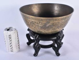 A LARGE LATE 19TH CENTURY CHINESE BRONZE CENSER ON STAND bearing Xuande marks to base. 24 cm x 20