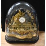 A 19TH CENTURY DOMED GILT METAL FIGURAL BRONZE CLOCK 56 X 48 cm