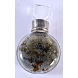 An Edwardian Silver Top Scent Bottle for Roberts & Co of Paris and London in a Leather Case.