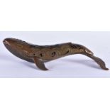 A JAPANESE BRONZE WHALE CENSER AND COVER. 15 cm long.