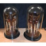 A PAIR OF GLASS DOMED BOHEMIAN GLASS LUSTRE VASES 46 X 24 cm