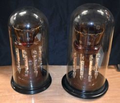 A PAIR OF GLASS DOMED BOHEMIAN GLASS LUSTRE VASES 46 X 24 cm