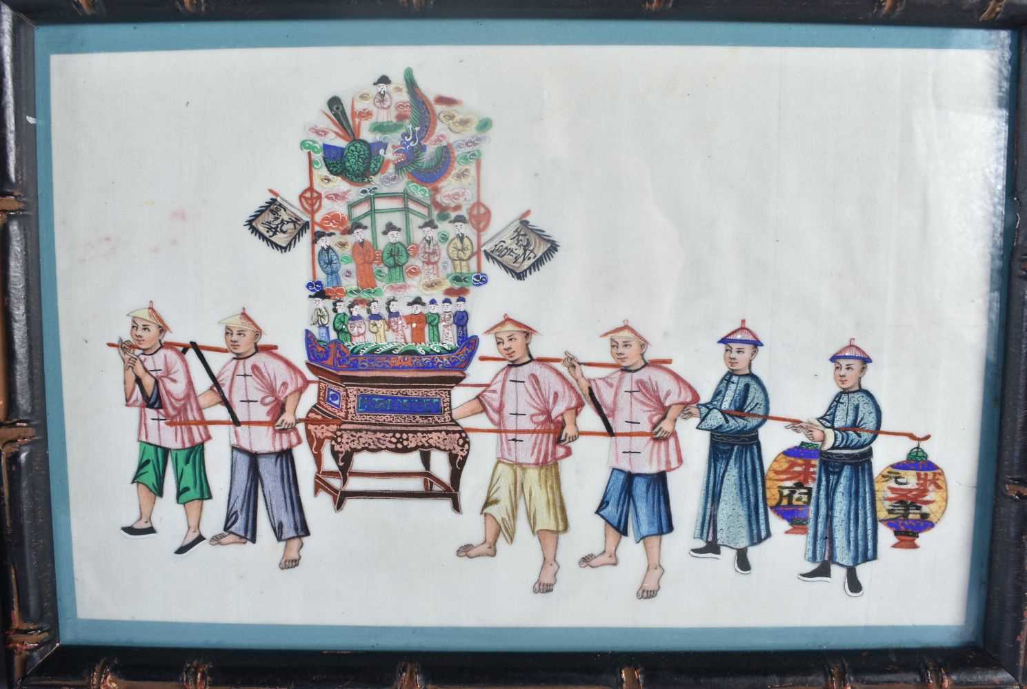 Chinese School (19th Century) 4 x Pith paper watercolours, Figures in various pursuits. 34 cm x 24 - Image 5 of 6