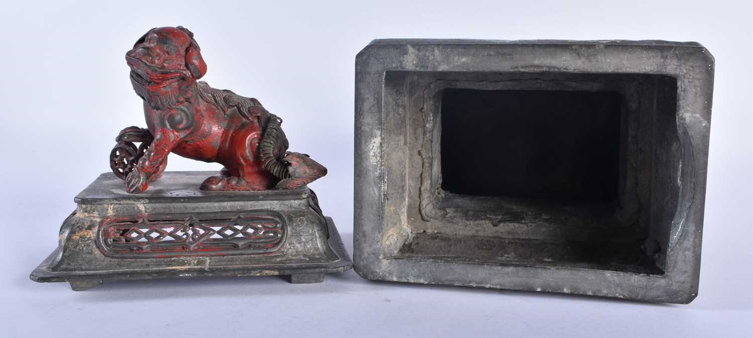 A 19TH CENTURY CHINESE PEWTER CENSER AND COVER Qing. 38 cm x 12 cm. - Image 6 of 8