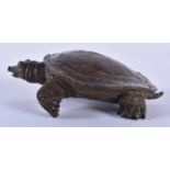 A JAPANESE BRONZE OKIMONO OF A LONG NOSED TORTOISE. 9 cm x 6 cm.