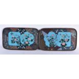 A RARE PAIR OF 19TH CENTURY JAPANESE MEIJI PERIOD CLOISONNE ENAMEL TRAYS decorated with birds and