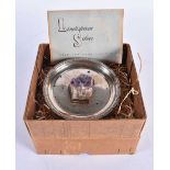 A REID & SONS SILVER AND AMETHYST DISH. 200 grams. 12 cm diameter.