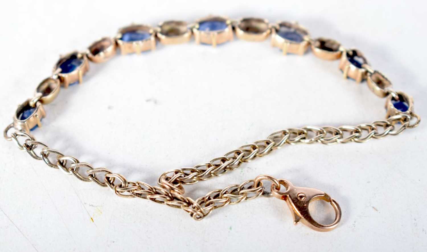 A Gold, Diamond and Sapphire Bracelet. 17cm long, weight 5.7g - Image 2 of 2