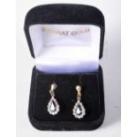 A Cased Pair of Sapphire and Diamond Earrings. 2.1cm x 0.8 cm, weight 0.8g