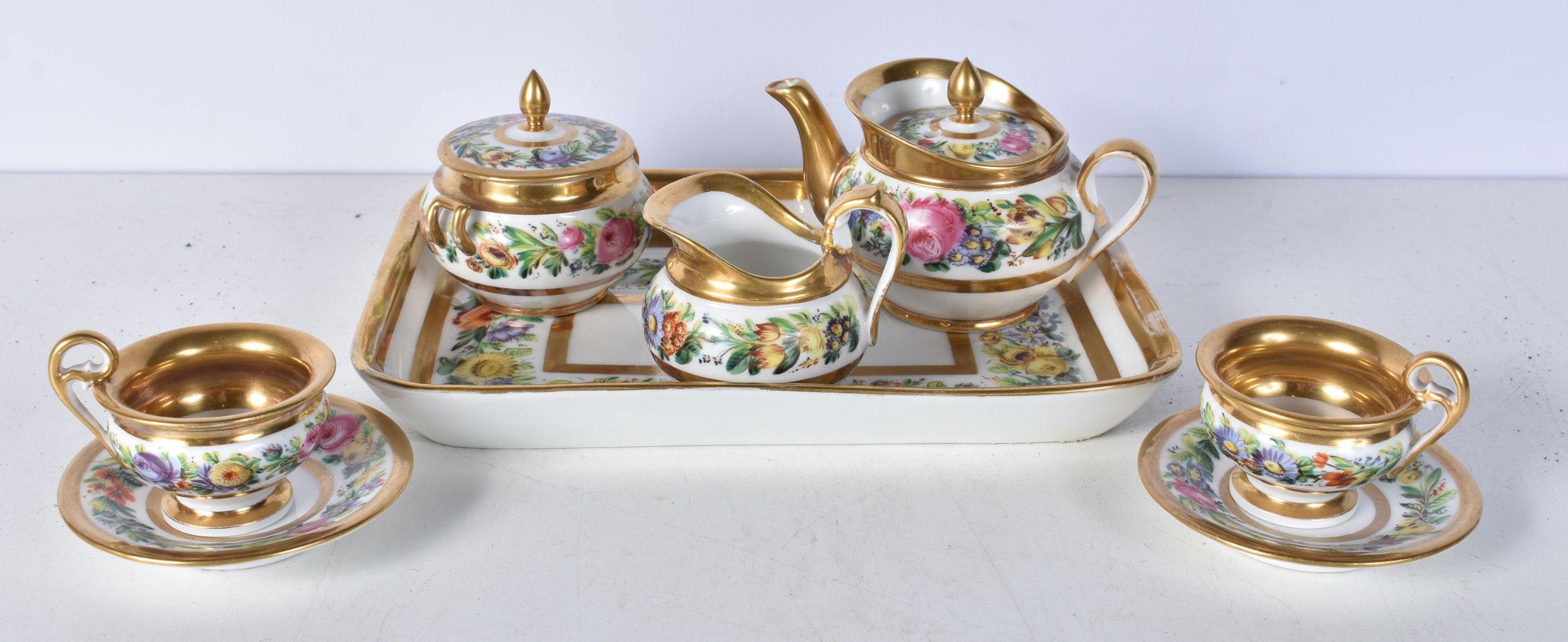 A small 19th Century Paris porcelain tea set largest 23 x 15.5 cm (8) - Image 5 of 6