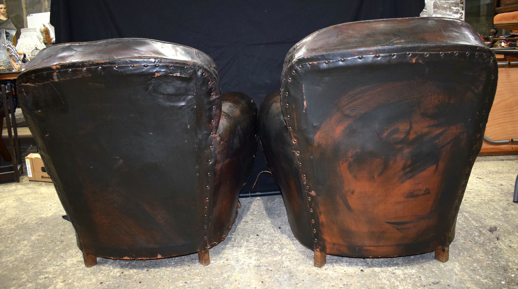 A pair of 1930's Parisian leather club chairs 89 x 93 cm. - Image 3 of 6