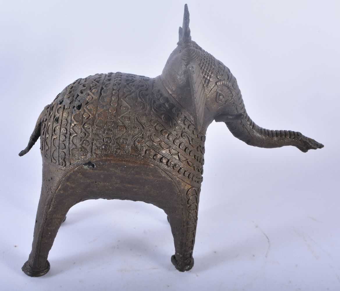 A 19TH CENTURY INDIAN BRONZE FIGURE OF A STANDING ELEPHANT together with two Anglo Indian Antique - Image 4 of 13